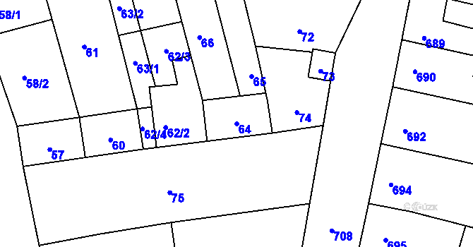 Parcela st. 64 v KÚ Opatovice u Rajhradu, Katastrální mapa