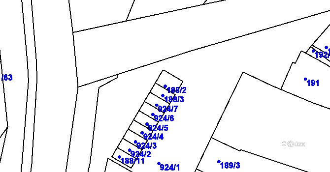 Parcela st. 188/2 v KÚ Opatovice u Rajhradu, Katastrální mapa