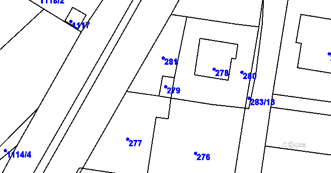 Parcela st. 279 v KÚ Opatovice u Rajhradu, Katastrální mapa