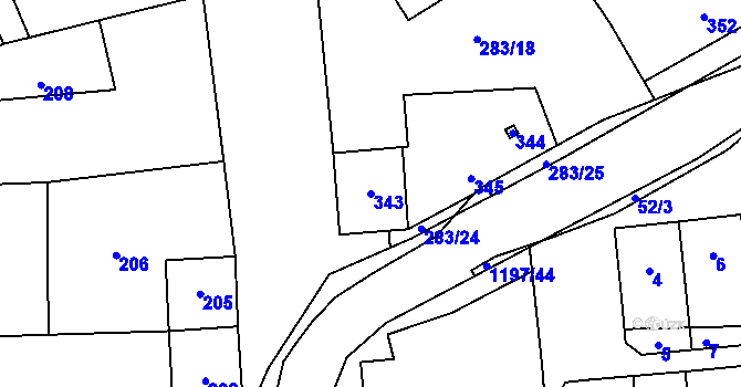 Parcela st. 343 v KÚ Opatovice u Rajhradu, Katastrální mapa