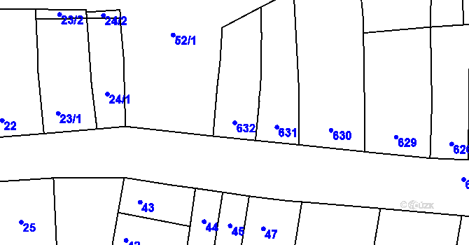 Parcela st. 632 v KÚ Opatovice u Rajhradu, Katastrální mapa
