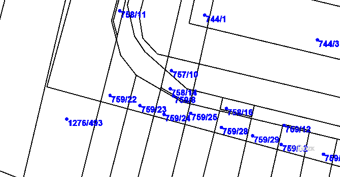 Parcela st. 758/14 v KÚ Opatovice u Rajhradu, Katastrální mapa