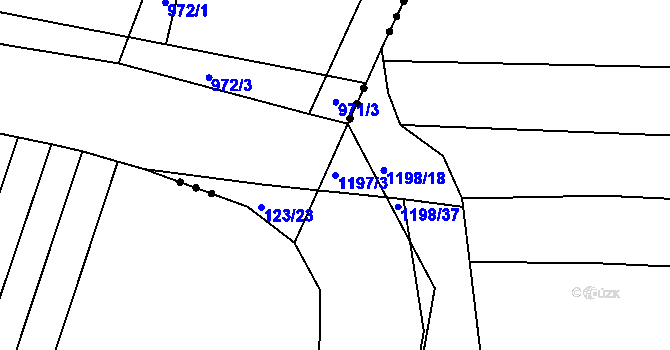 Parcela st. 1197/3 v KÚ Opatovice u Rajhradu, Katastrální mapa