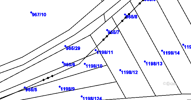 Parcela st. 1198/11 v KÚ Opatovice u Rajhradu, Katastrální mapa