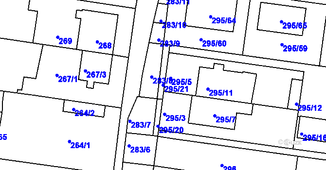Parcela st. 295/21 v KÚ Opatovice u Rajhradu, Katastrální mapa