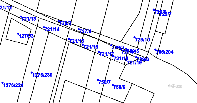 Parcela st. 721/17 v KÚ Opatovice u Rajhradu, Katastrální mapa
