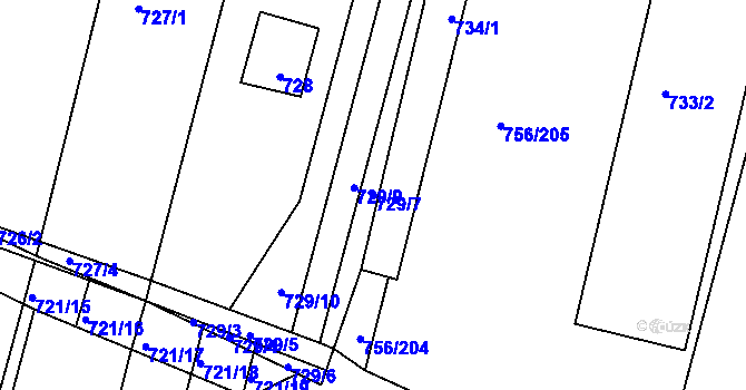 Parcela st. 729/7 v KÚ Opatovice u Rajhradu, Katastrální mapa