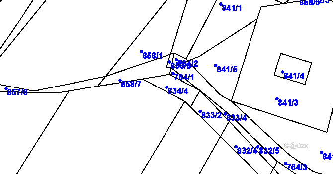 Parcela st. 834/4 v KÚ Opatovice u Rajhradu, Katastrální mapa