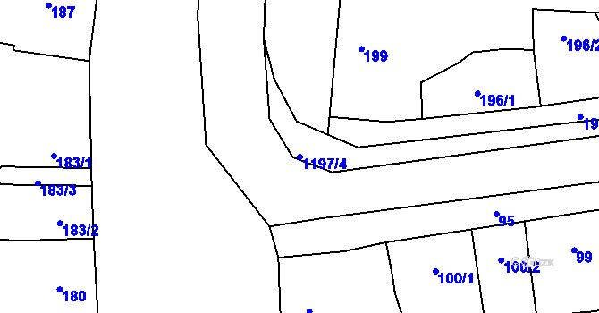 Parcela st. 1197/4 v KÚ Opatovice u Rajhradu, Katastrální mapa