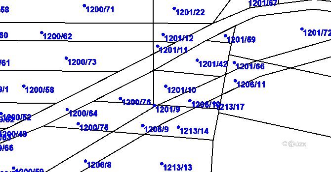 Parcela st. 1201/10 v KÚ Opatovice u Rajhradu, Katastrální mapa