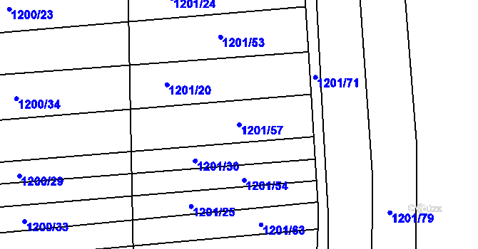 Parcela st. 1201/57 v KÚ Opatovice u Rajhradu, Katastrální mapa