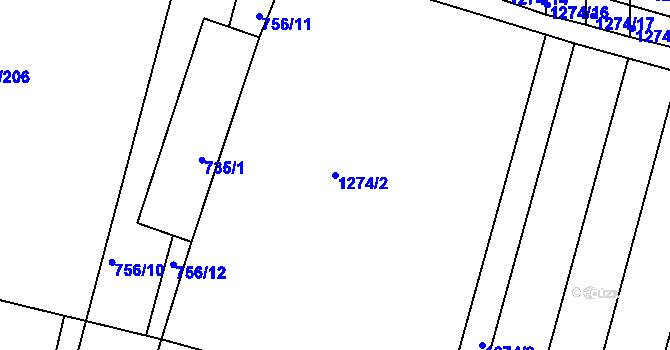 Parcela st. 1274/2 v KÚ Opatovice u Rajhradu, Katastrální mapa
