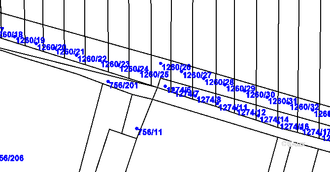 Parcela st. 1274/6 v KÚ Opatovice u Rajhradu, Katastrální mapa