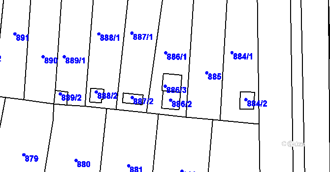Parcela st. 886/3 v KÚ Opatovice u Rajhradu, Katastrální mapa
