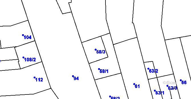 Parcela st. 58/3 v KÚ Opatovice u Rajhradu, Katastrální mapa