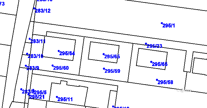 Parcela st. 295/65 v KÚ Opatovice u Rajhradu, Katastrální mapa