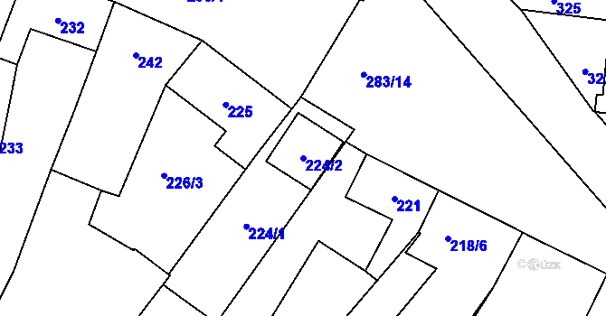 Parcela st. 224/2 v KÚ Opatovice u Rajhradu, Katastrální mapa