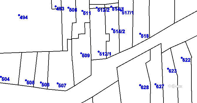 Parcela st. 512/1 v KÚ Opatovice u Rajhradu, Katastrální mapa