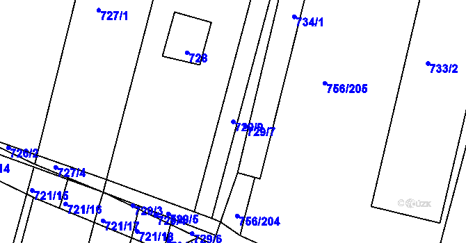 Parcela st. 729/9 v KÚ Opatovice u Rajhradu, Katastrální mapa