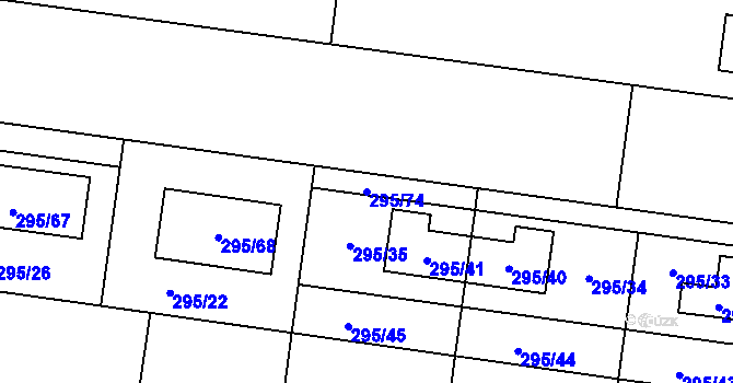 Parcela st. 295/74 v KÚ Opatovice u Rajhradu, Katastrální mapa