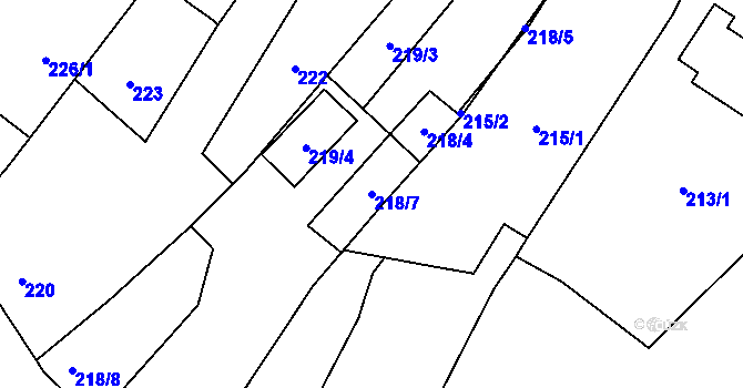 Parcela st. 218/7 v KÚ Opatovice u Rajhradu, Katastrální mapa