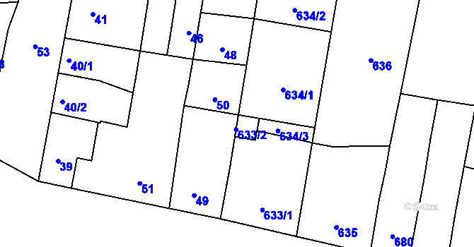 Parcela st. 634/4 v KÚ Opatovice u Rajhradu, Katastrální mapa