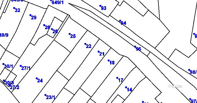 Parcela st. 21 v KÚ Opatovice u Vyškova, Katastrální mapa
