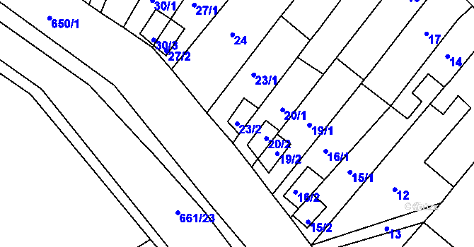 Parcela st. 23/2 v KÚ Opatovice u Vyškova, Katastrální mapa