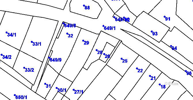 Parcela st. 28 v KÚ Opatovice u Vyškova, Katastrální mapa