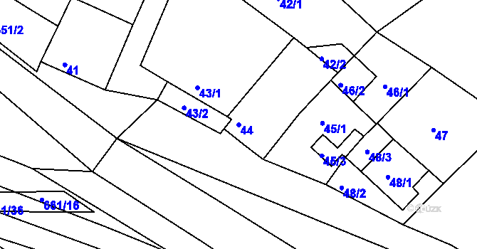 Parcela st. 44 v KÚ Opatovice u Vyškova, Katastrální mapa