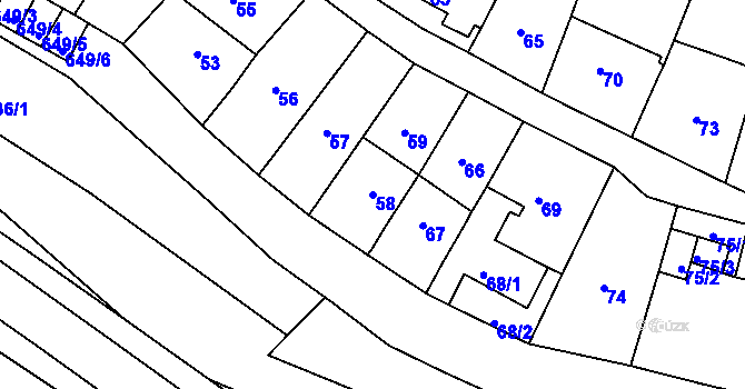 Parcela st. 58 v KÚ Opatovice u Vyškova, Katastrální mapa