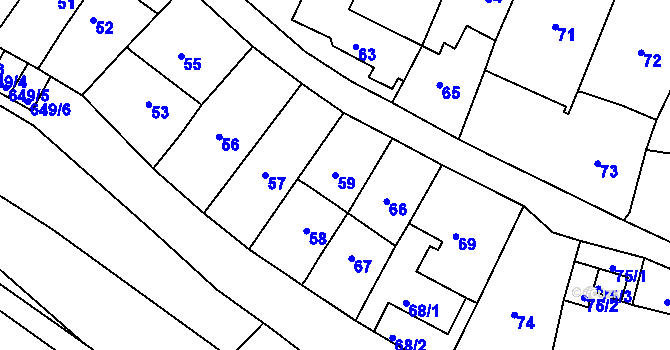 Parcela st. 59 v KÚ Opatovice u Vyškova, Katastrální mapa