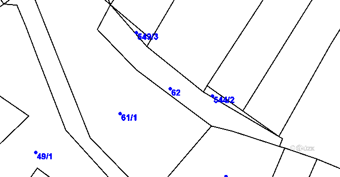 Parcela st. 62 v KÚ Opatovice u Vyškova, Katastrální mapa