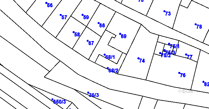 Parcela st. 68/1 v KÚ Opatovice u Vyškova, Katastrální mapa
