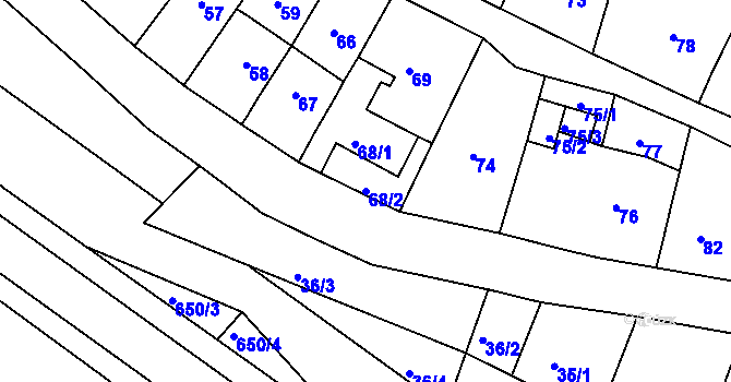Parcela st. 68/2 v KÚ Opatovice u Vyškova, Katastrální mapa