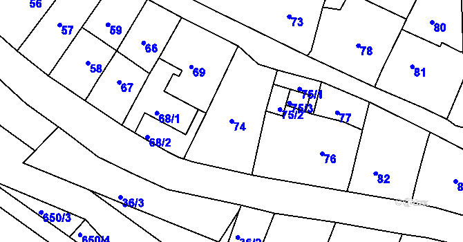 Parcela st. 74 v KÚ Opatovice u Vyškova, Katastrální mapa