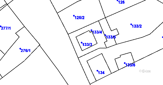 Parcela st. 133/3 v KÚ Opatovice u Vyškova, Katastrální mapa