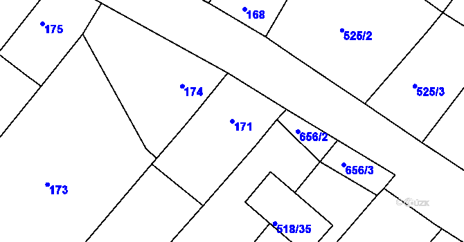 Parcela st. 171 v KÚ Opatovice u Vyškova, Katastrální mapa