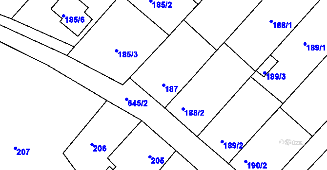 Parcela st. 187 v KÚ Opatovice u Vyškova, Katastrální mapa