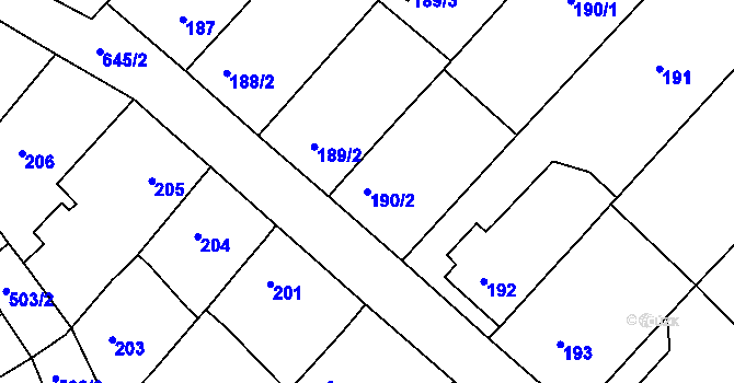 Parcela st. 190/2 v KÚ Opatovice u Vyškova, Katastrální mapa