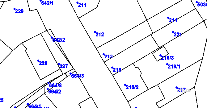 Parcela st. 213 v KÚ Opatovice u Vyškova, Katastrální mapa