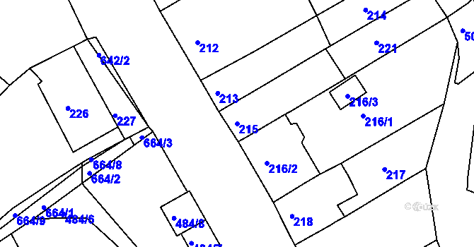 Parcela st. 215 v KÚ Opatovice u Vyškova, Katastrální mapa