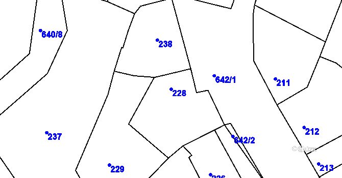 Parcela st. 228 v KÚ Opatovice u Vyškova, Katastrální mapa
