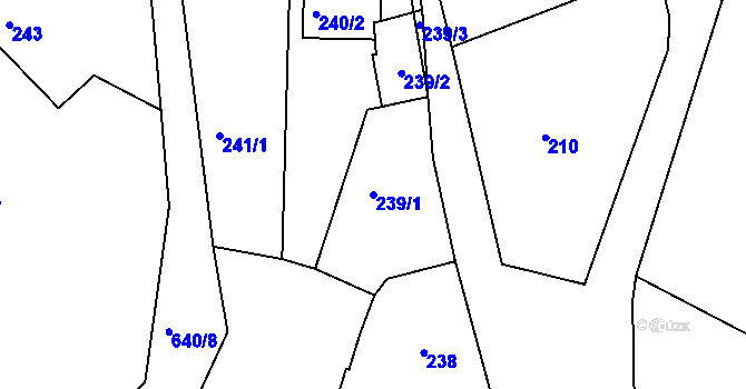 Parcela st. 239/1 v KÚ Opatovice u Vyškova, Katastrální mapa