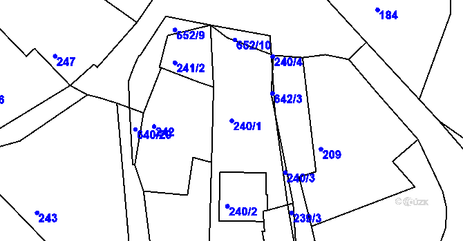 Parcela st. 240/1 v KÚ Opatovice u Vyškova, Katastrální mapa