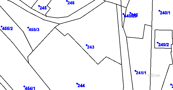 Parcela st. 243 v KÚ Opatovice u Vyškova, Katastrální mapa