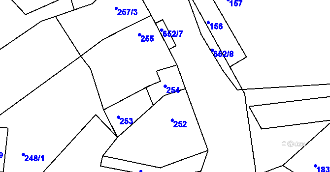 Parcela st. 254 v KÚ Opatovice u Vyškova, Katastrální mapa