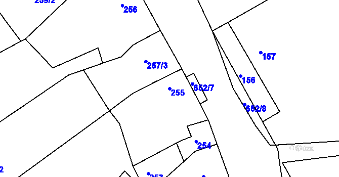 Parcela st. 255 v KÚ Opatovice u Vyškova, Katastrální mapa