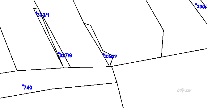 Parcela st. 334/2 v KÚ Opatovice u Vyškova, Katastrální mapa