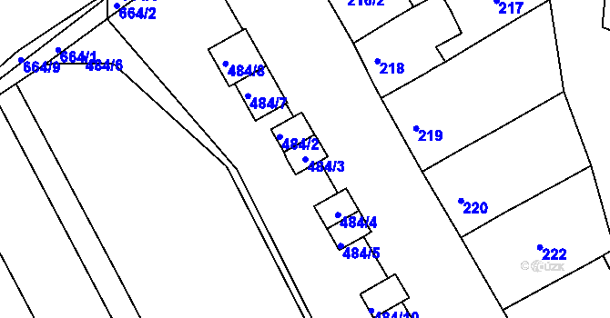 Parcela st. 484/3 v KÚ Opatovice u Vyškova, Katastrální mapa